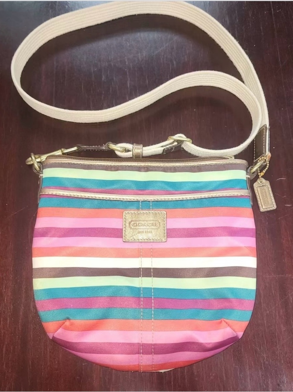 Rare Vintage 65th Anniversary Coach Legacy Multicolor Striped Crossbody